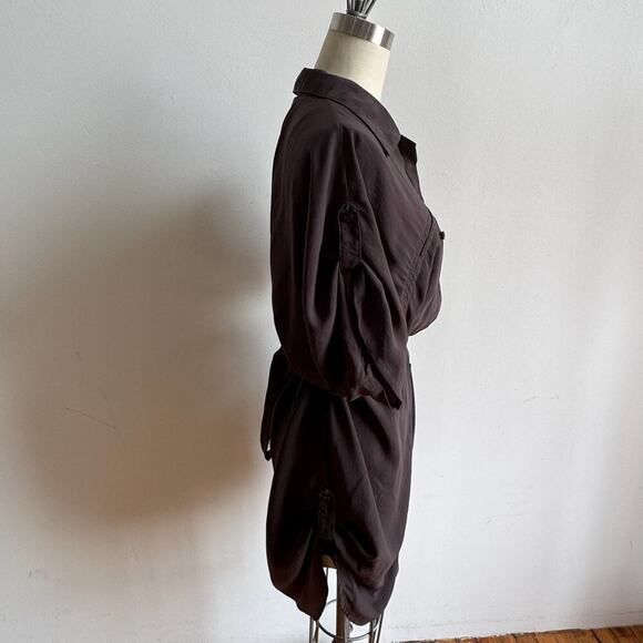 ALICE + OLIVIA Minimalist Brown Shirt Dress - Picture 4 of 10